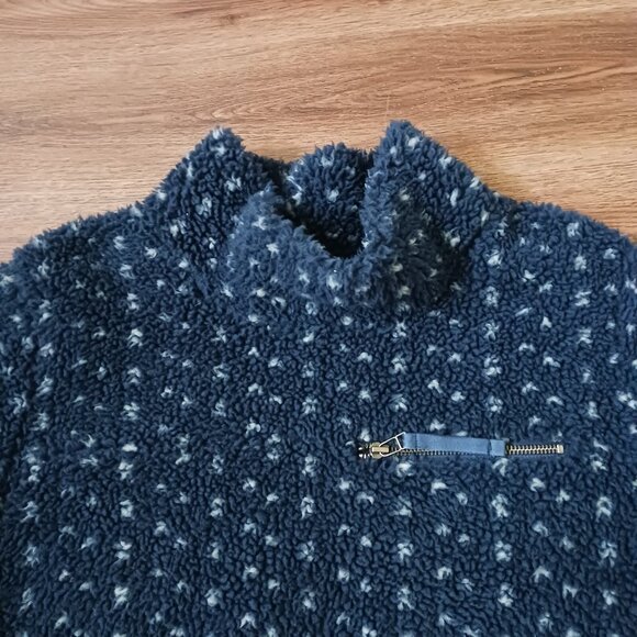 LL Bean Signature Blue Gray Side Zip Fleece Pullover Size L ID 505762 - Picture 3 of 6